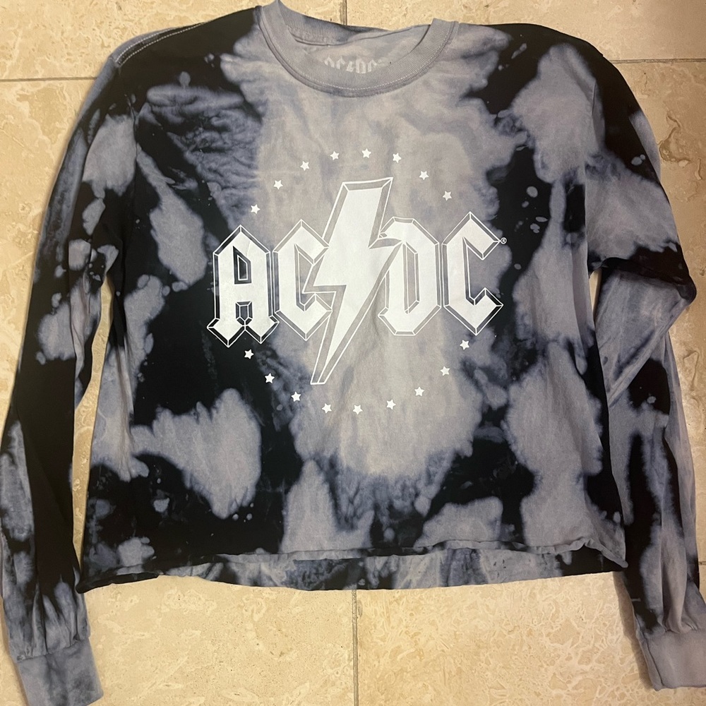 Tie dye AC/DC cropped long sleeve shirt